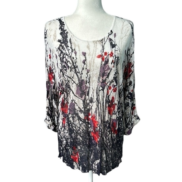 NIC+ZOE Tops - Nic+Zoe Linen Blend Semi Sheer Multicolor Lightweight Top Size XL